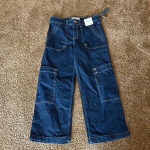 NWT Abercrombie & Fitch Kids Dark Blue Utility Wide Leg Jean